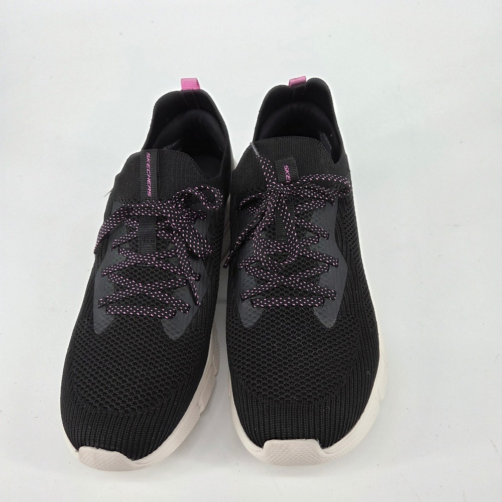 Skechers Stretch Fit Womens 9.5 Black Pink Memory Foam Athletic Sneakers Shoes